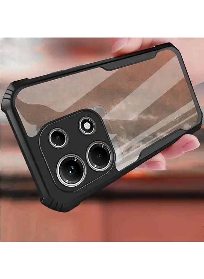 Shockproof Clear Phone Case For Xiaomi Redmi Note 14 5G Transparent Acrylic Cover Black - Image 1